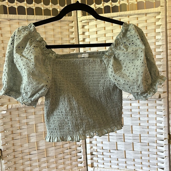 Love Tree Puffy Sleeve Crop Top - Picture 1 of 1